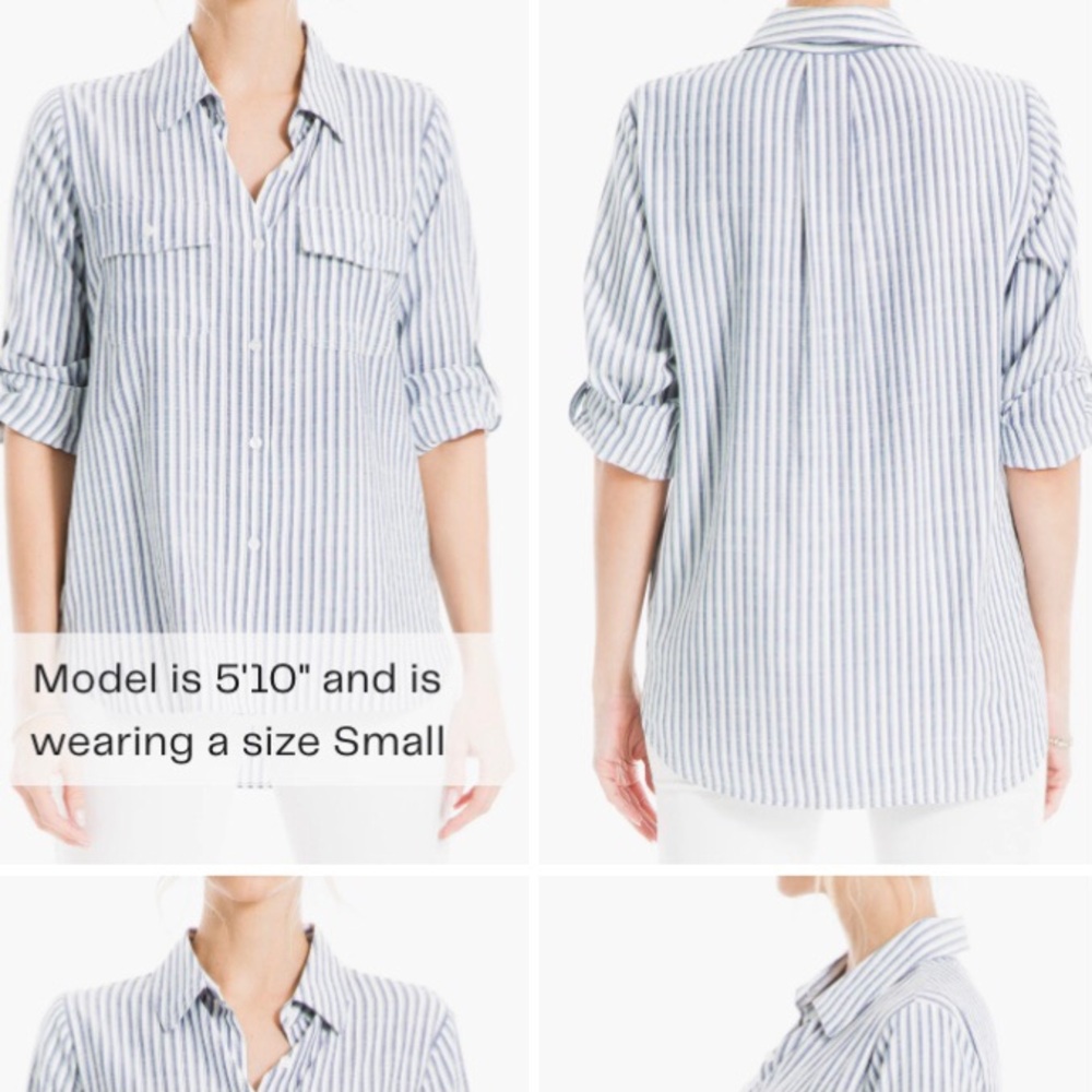 Max Studio Stripe Button Down Shirt - Picture 1 of 5